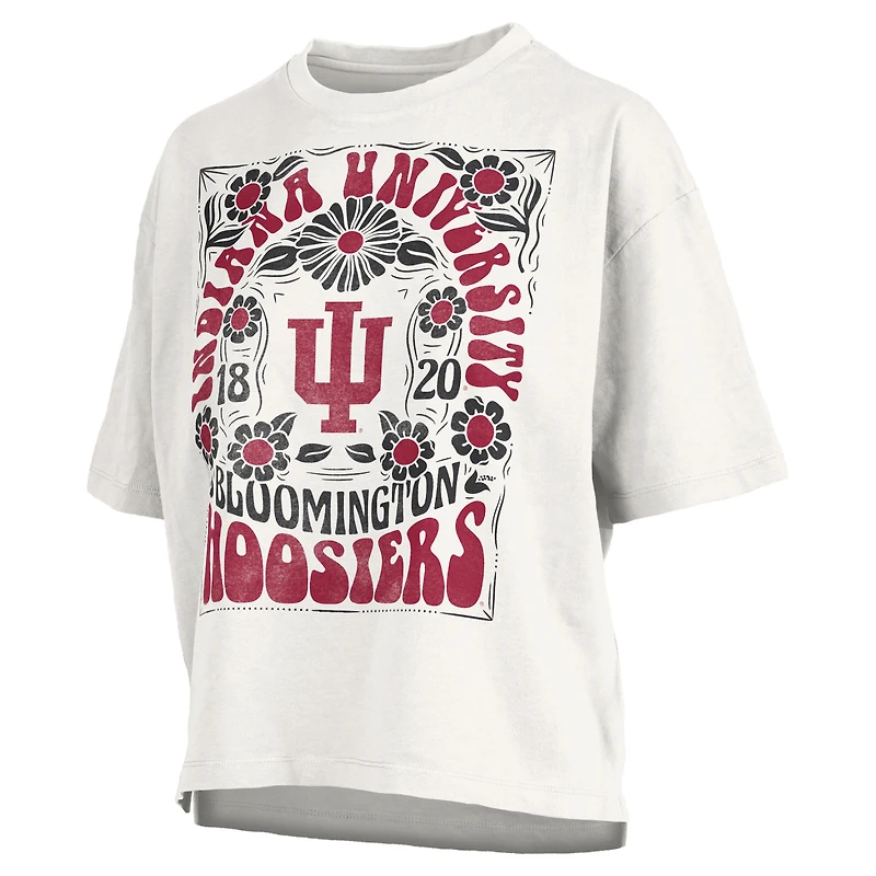 Women's Pressbox White Indiana Hoosiers Harmony Oversized Slub T-Shirt