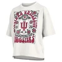 Women's Pressbox White Indiana Hoosiers Harmony Oversized Slub T-Shirt