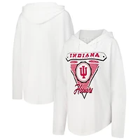 T-shirt à capuche blanc manches longues Pressbox pour femmes Indiana Hoosiers San Bruno