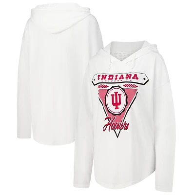 T-shirt à capuche blanc manches longues Pressbox pour femmes Indiana Hoosiers San Bruno