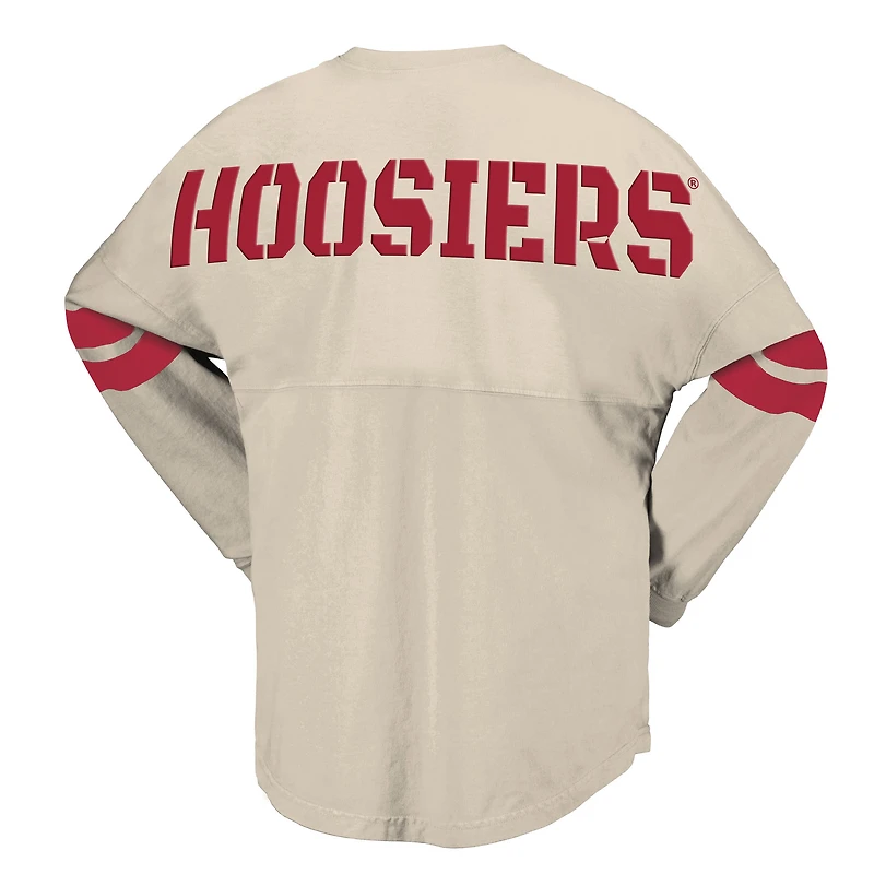 Women's Spirit Jersey White Indiana Hoosiers Lace-Up V-Neck Long Sleeve T-Shirt