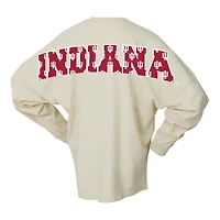 T-shirt oversize à manches longues style preppy pour femme, blanc, Spirit Jersey, Indiana Hoosiers