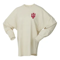 T-shirt oversize à manches longues style preppy pour femme, blanc, Spirit Jersey, Indiana Hoosiers