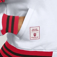 Women's WEAR by Erin Andrews White/Crimson Indiana Hoosiers Satin Stitch Full-Snap Fleece Sweatshirt Jacket