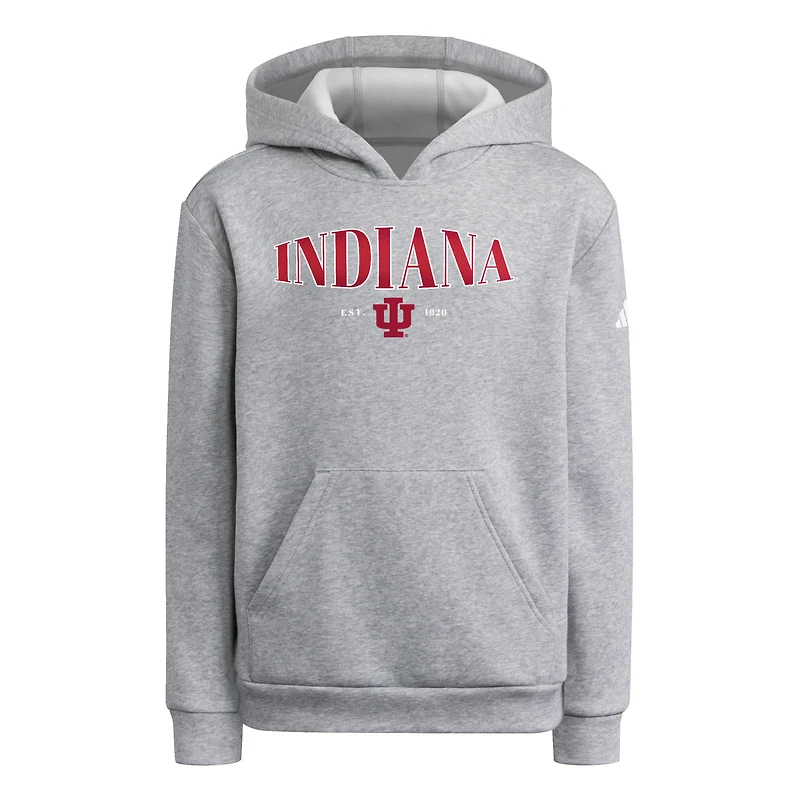 Sweat à capuche bouffant adidas gris chiné Indiana Hoosiers pour jeunes