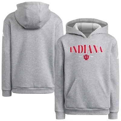 Sweat à capuche bouffant adidas gris chiné Indiana Hoosiers pour jeunes