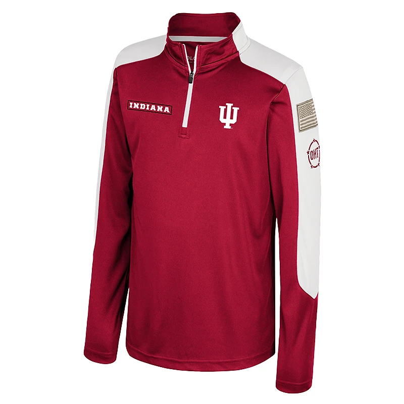 Youth Colosseum  Crimson Indiana Hoosiers OHT Military Appreciation Cyclone Quarter-Zip Windshirt
