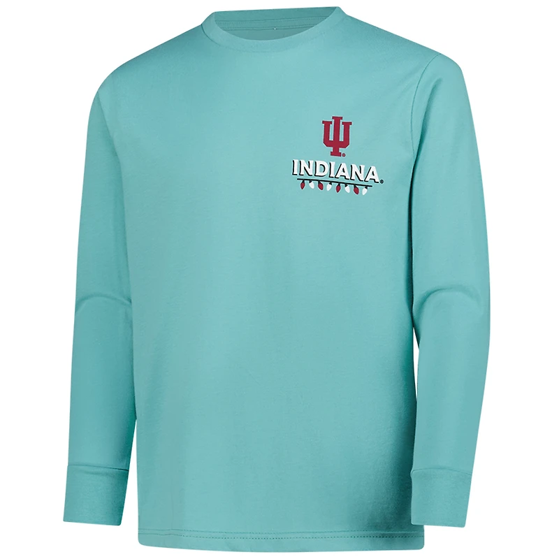 Youth Light Green Indiana Hoosiers Merry Christmas Tree Long Sleeve T-Shirt