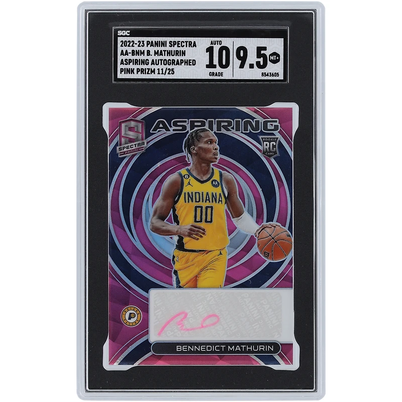 Carte de recrue Panini Spectra Pink Prizm #AA-BNM # 11/25 SGC authentifiée 9,5/10 2022-23 autographiée par Bennedict Mathurin Indiana Pacers