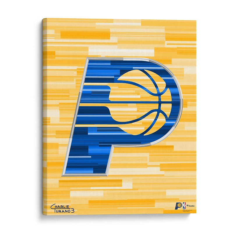 Impression giclée sur toile étirée 16" x 20" des Indiana Pacers - Art par Charlie Turano III
