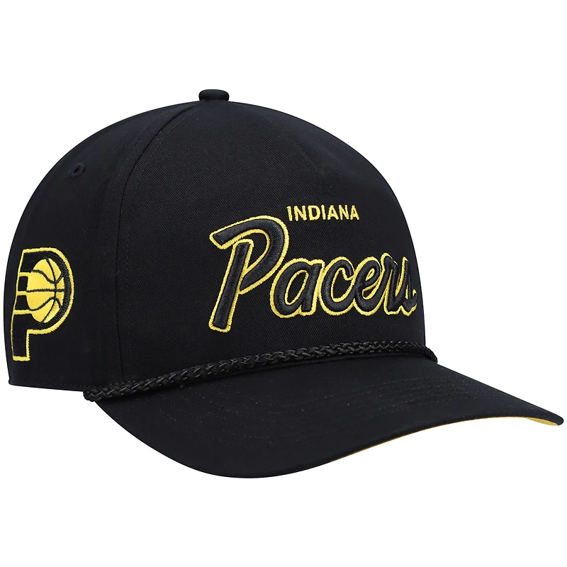 Men's '47 Black Indiana Pacers Crosstown Script Hitch Snapback Hat