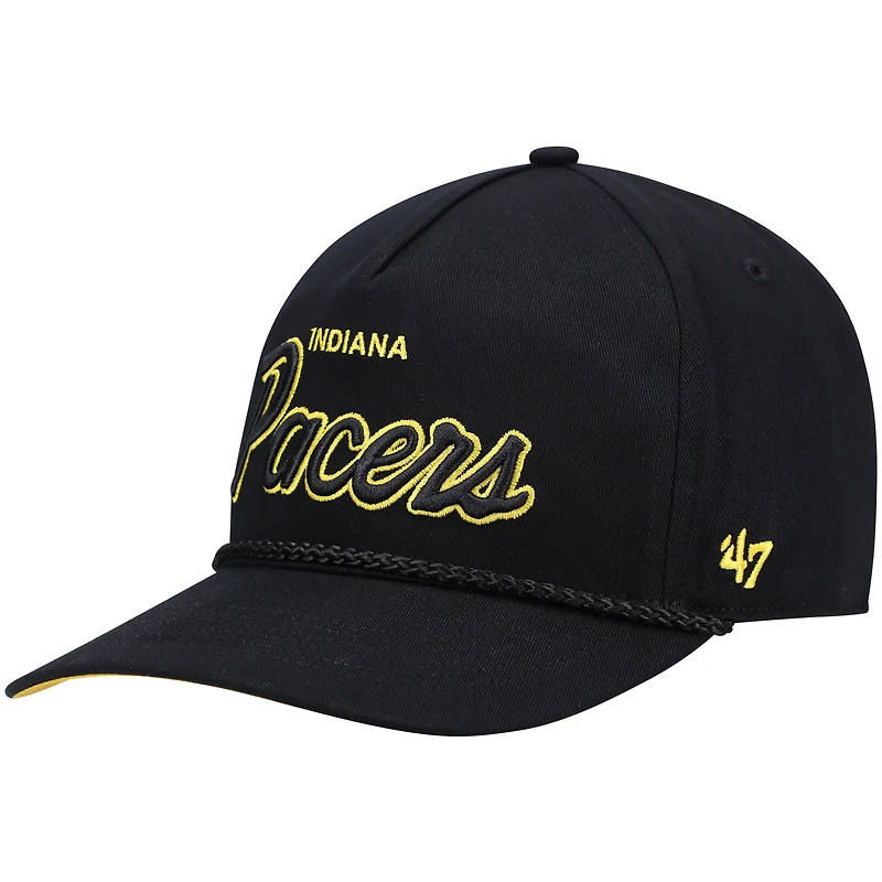 Men's '47 Black Indiana Pacers Crosstown Script Hitch Snapback Hat