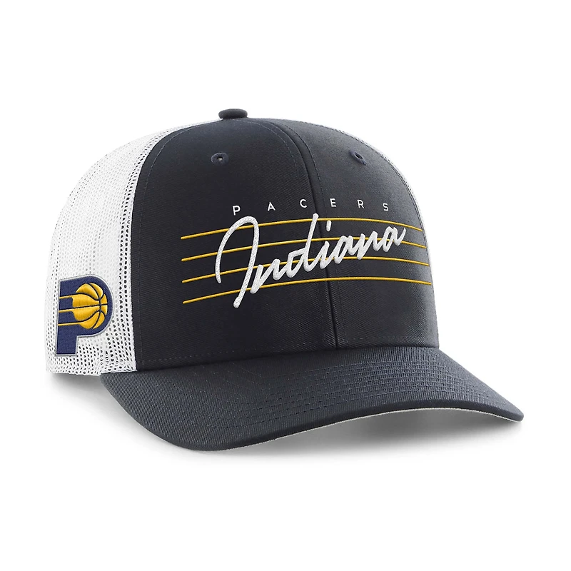 Casquette ajustable Downburst Trucker bleu marine 1947 pour homme des Indiana Pacers