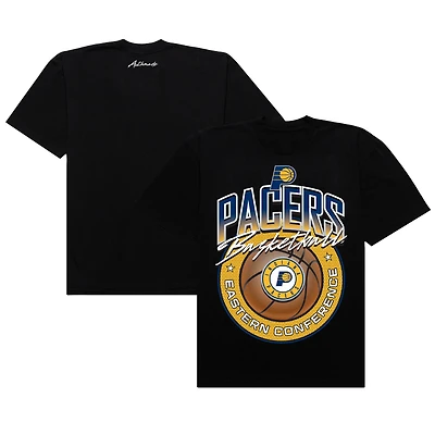 T-shirt de basket-ball noir Authmade pour homme, en maille premium, motif Indiana Pacers