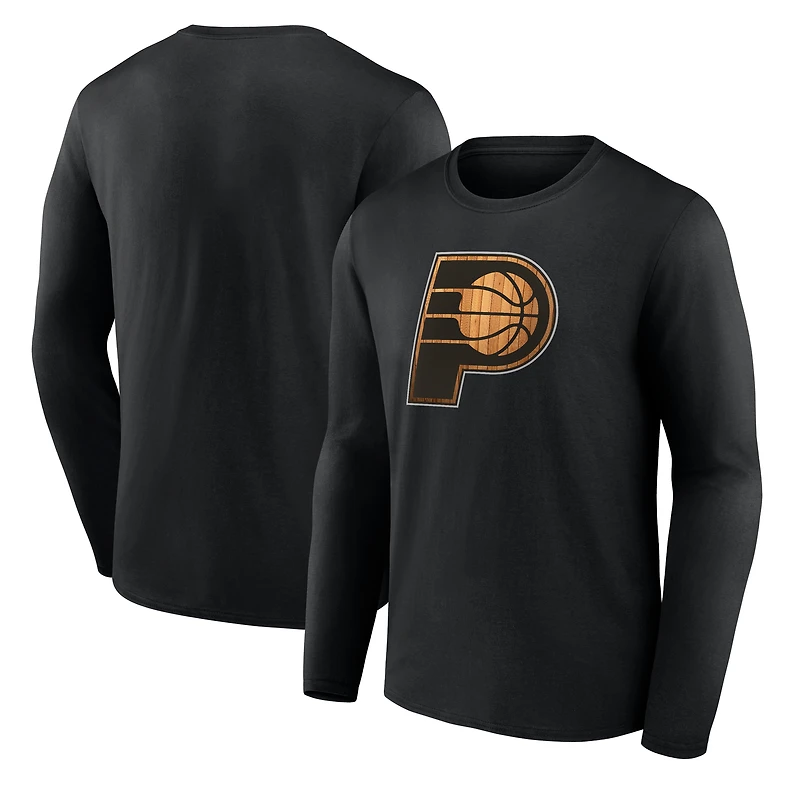 T-shirt noir à manches longues pour homme des Indiana Pacers Hardwood