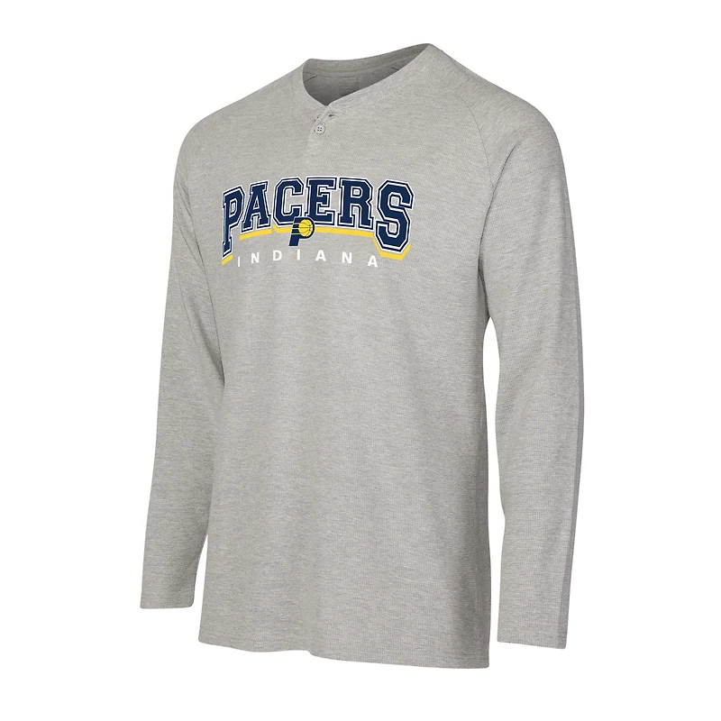 T-shirt Henley à manches longues en tricot thermique Hawthorn pour homme, gris, des Indiana Pacers, de la collection Concepts Sport
