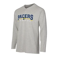 T-shirt Henley à manches longues en tricot thermique Hawthorn pour homme, gris, des Indiana Pacers, de la collection Concepts Sport