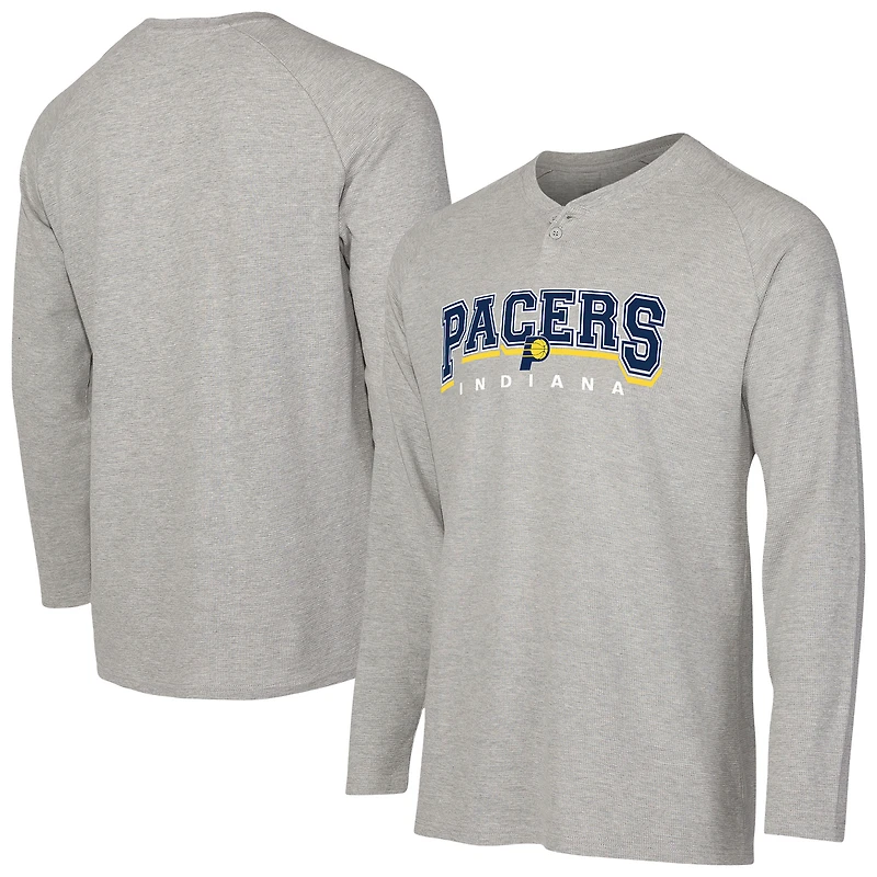 T-shirt Henley à manches longues en tricot thermique Hawthorn pour homme, gris, des Indiana Pacers, de la collection Concepts Sport