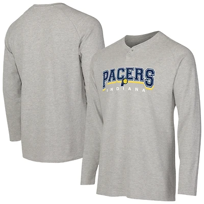 T-shirt Henley à manches longues en tricot thermique Hawthorn pour homme, gris, des Indiana Pacers, de la collection Concepts Sport
