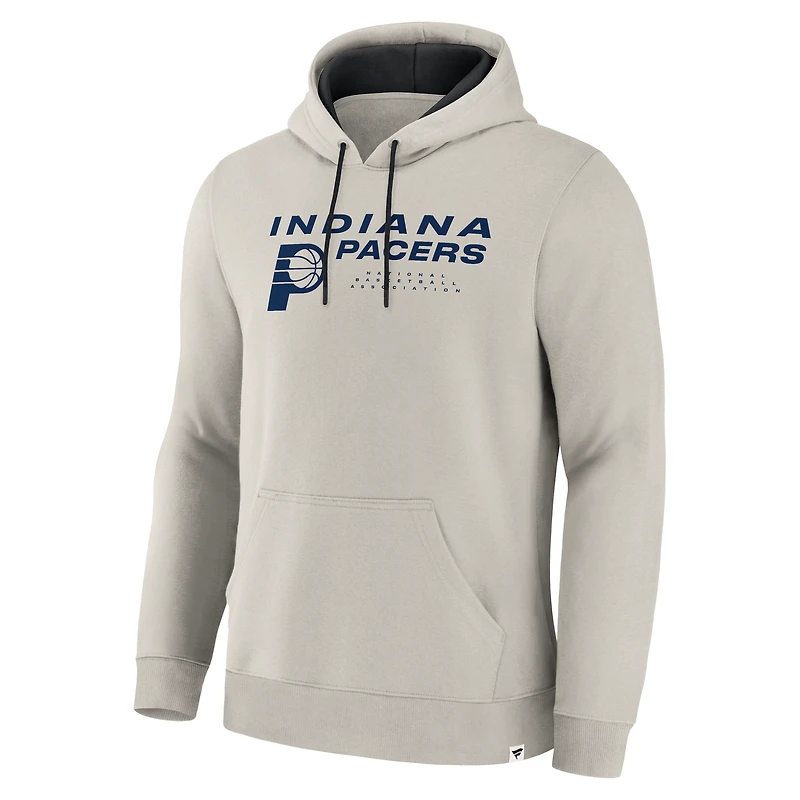 Men's Fanatics Off White Indiana Pacers Crossover Collection Blocked Shot Premium Pullover Hoodie