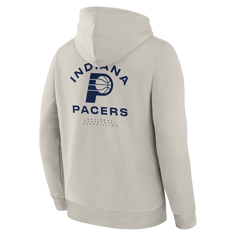Men's Fanatics Off White Indiana Pacers Crossover Collection Blocked Shot Premium Pullover Hoodie