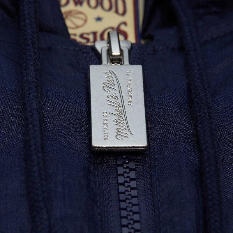 Men's Mitchell & Ness Navy Indiana Pacers Playmaker Full-Zip Hooded Windbreaker Jacket