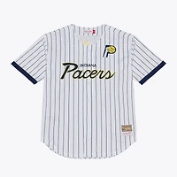 Men's Mitchell & Ness White Indiana Pacers Head Coach Pinstripe Mesh Full-Button Baseball Jersey