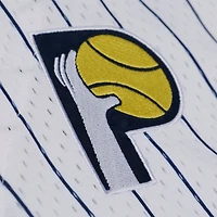 Maillot de baseball Mitchell & Ness blanc pour homme, Indiana Pacers, entraîneur-chef, à rayures et boutons, en maille.