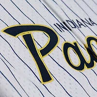 Maillot de baseball Mitchell & Ness blanc pour homme, Indiana Pacers, entraîneur-chef, à rayures et boutons, en maille.
