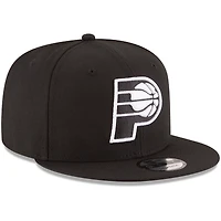 Men's New Era Black Indiana Pacers Black & White Logo 9FIFTY Adjustable Snapback Hat