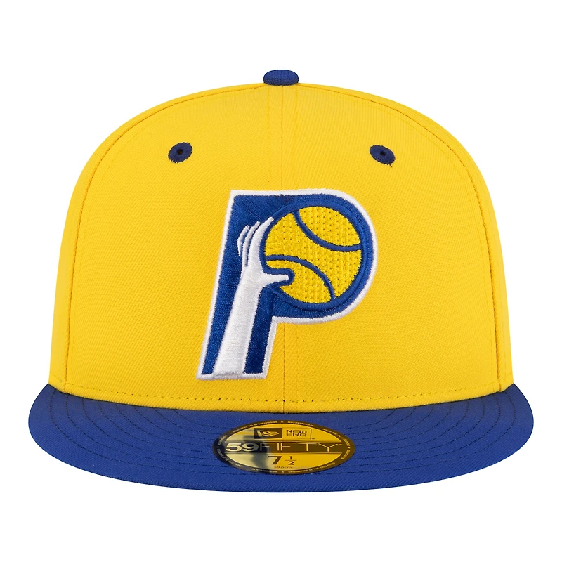 Men's New Era Gold/Royal Indiana Pacers 80s Throwback 59FIFTY Fitted Hat