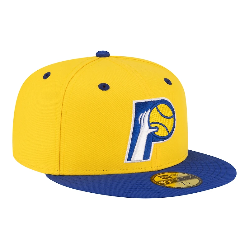 Men's New Era Gold/Royal Indiana Pacers 80s Throwback 59FIFTY Fitted Hat