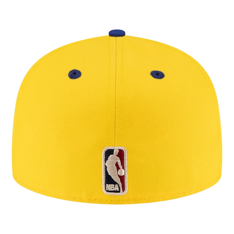 Men's New Era Gold/Royal Indiana Pacers 80s Throwback 59FIFTY Fitted Hat