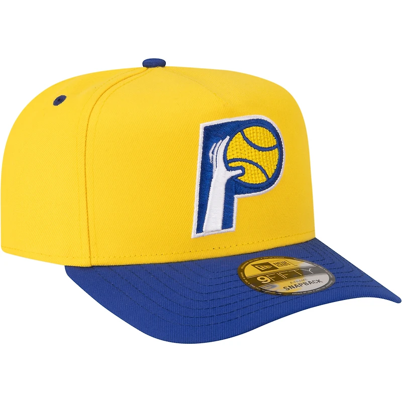 Men's New Era  Gold/Royal Indiana Pacers 80s Throwback A-Frame 9FIFTY Snapback Hat
