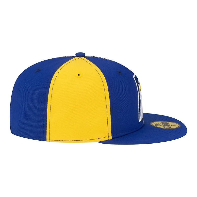 Men's New Era Gold/Royal Indiana Pacers 80s Throwback Pinwheel 59FIFTY Fitted Hat