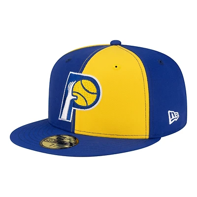 Men's New Era  Gold/Royal Indiana Pacers 80s Throwback Pinwheel 59FIFTY Fitted Hat