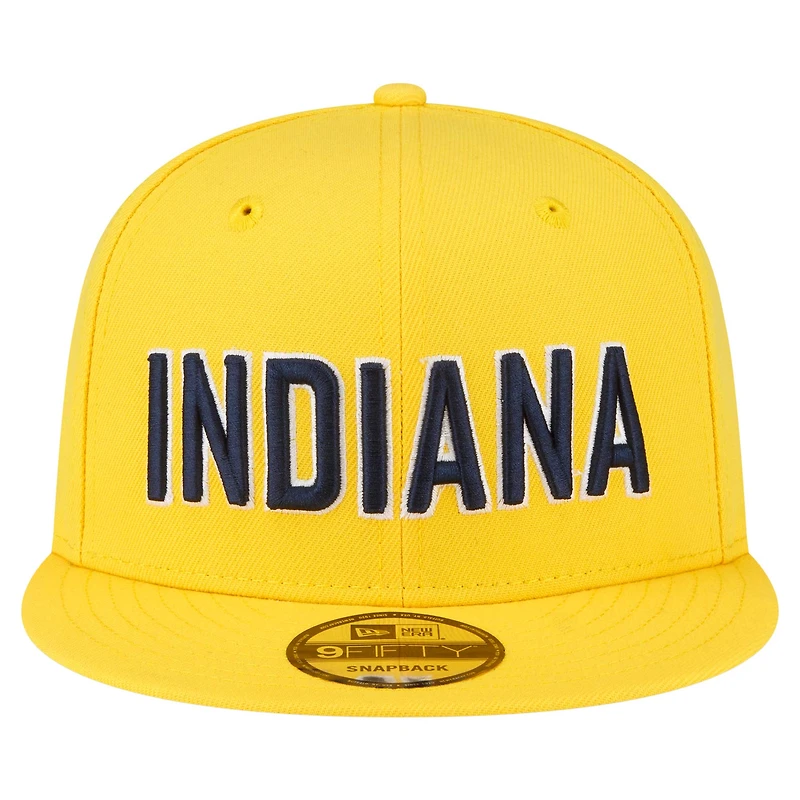 Men's New Era Gold Indiana Pacers Jersey Hook Statement Edition 9FIFTY Snapback Hat
