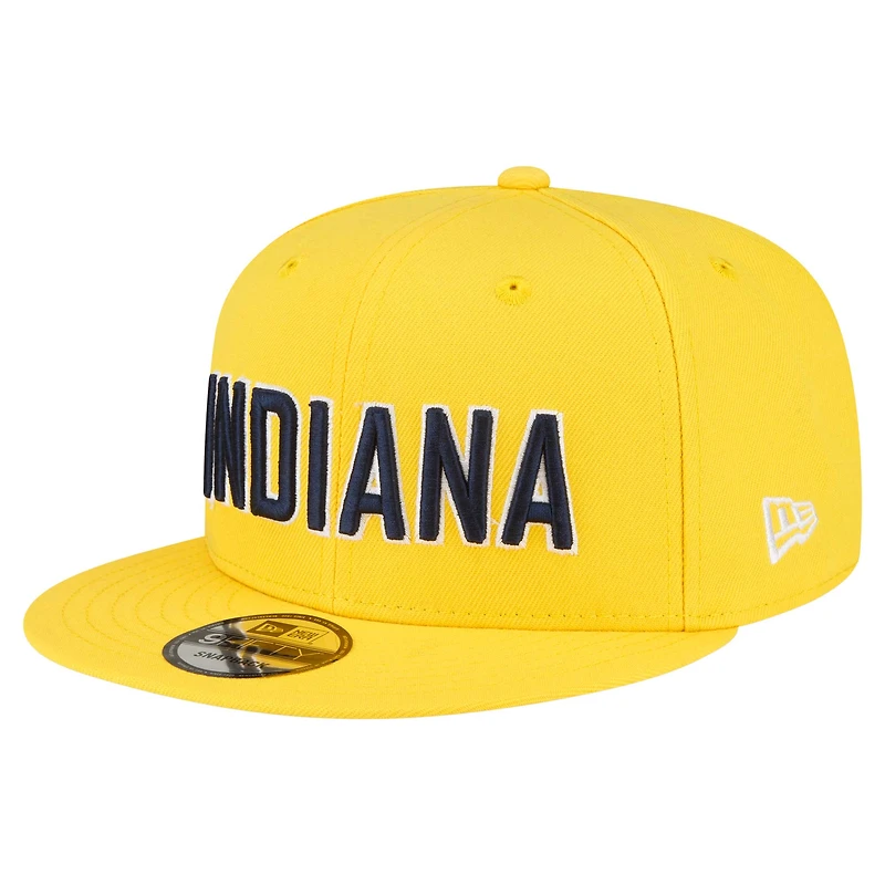 Casquette Snapback 9FIFTY pour homme New Era Gold Indiana Pacers Jersey Hook Statement Edition