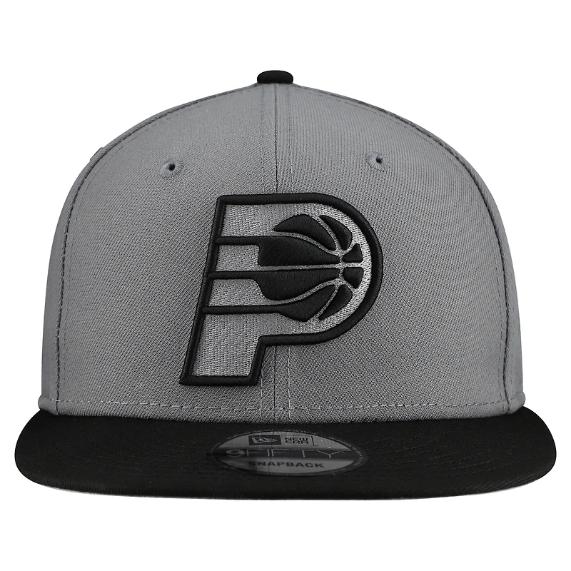 Men's New Era Gray Indiana Pacers Core Logo Storm Gray Two-Tone 9FIFTY Snapback Hat