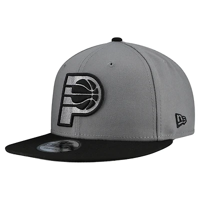 Casquette snapback New Era 9FIFTY bicolore gris orage avec logo principal des Indiana Pacers pour homme