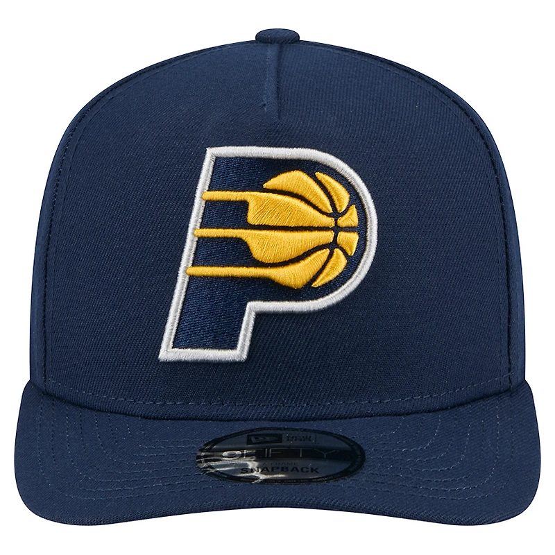 Men's New Era Navy Indiana Pacers Core Logo A-Frame 9FIFTY Snapback Hat