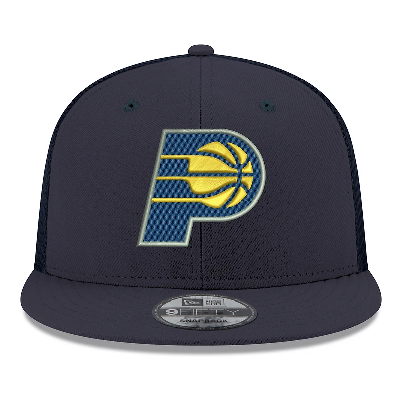 Men's New Era Navy Indiana Pacers Core Logo Meshback 9FIFTY Snapback Hat