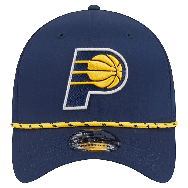 Casquette New Era bleu marine Indiana Pacers Featherweight Poly Rope Flex 39Thirty pour homme