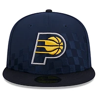 Men's New Era Navy Indiana Pacers  Rally Drive Checkerboard 59FIFTY Crown Fitted Hat