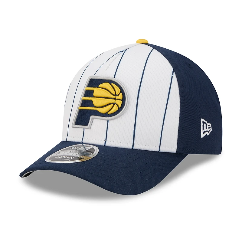 Men's New Era White/Navy Indiana Pacers 2025 NBA Tip Off M-Crown A-Frame 9FORTY Adjustable Hat