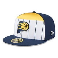 Men's New Era  White/Navy Indiana Pacers 2025 NBA Tip Off Split Panel 59FIFTY Fitted Hat