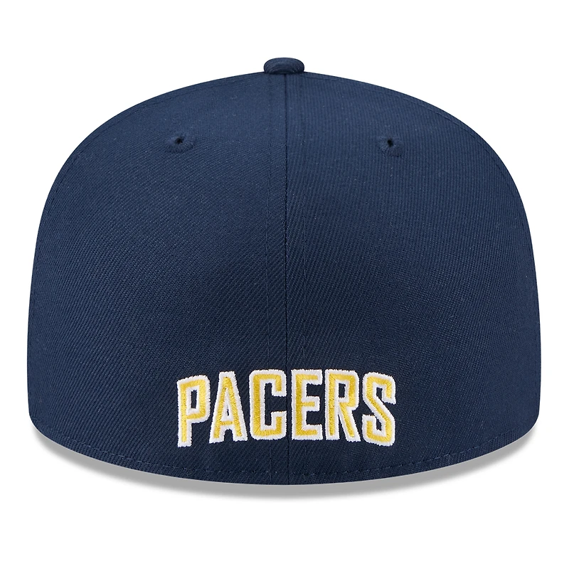 Men's New Era  White/Navy Indiana Pacers 2025 NBA Tip Off Split Panel 59FIFTY Fitted Hat