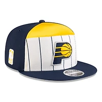 Casquette New Era blanche/bleu marine Indiana Pacers 2025 NBA Tip Off Split Panel 9FIFTY Snapback pour homme