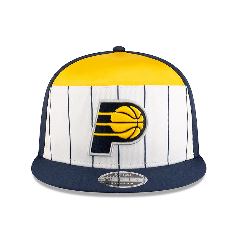 Men's New Era  White/Navy Indiana Pacers 2025 NBA Tip Off Split Panel 9FIFTY Snapback Hat