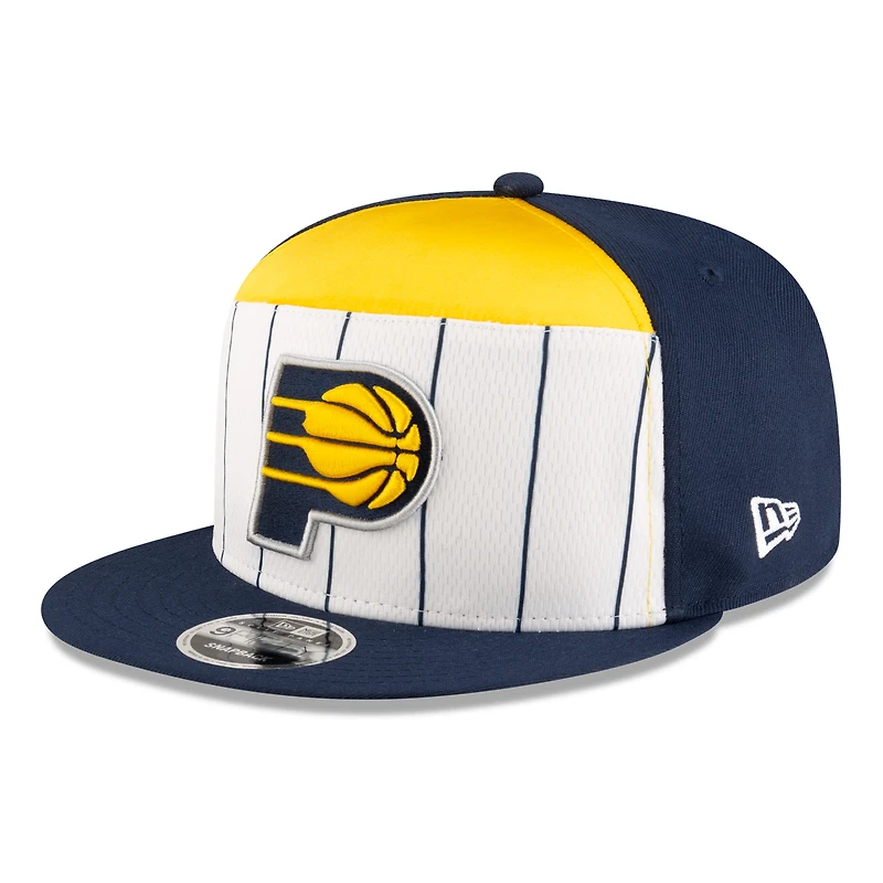 Men's New Era  White/Navy Indiana Pacers 2025 NBA Tip Off Split Panel 9FIFTY Snapback Hat